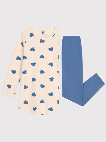 PETIT BATEAU Pyjama in Creme/ Blau