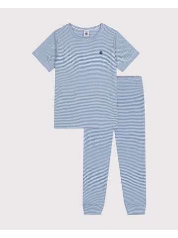 PETIT BATEAU Pyjama in Hellblau/ Weiß