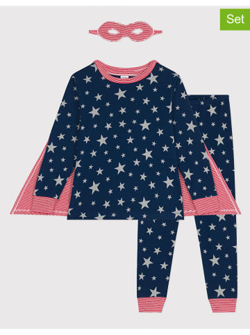 PETIT BATEAU 2-delige set: pyjama en oogmasker donkerblauw/rood
