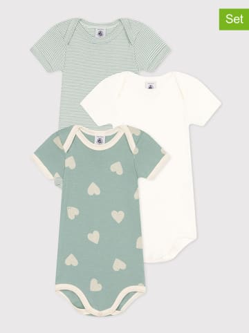 PETIT BATEAU 3er-Set: Bodys in Hellgrün/ Weiß
