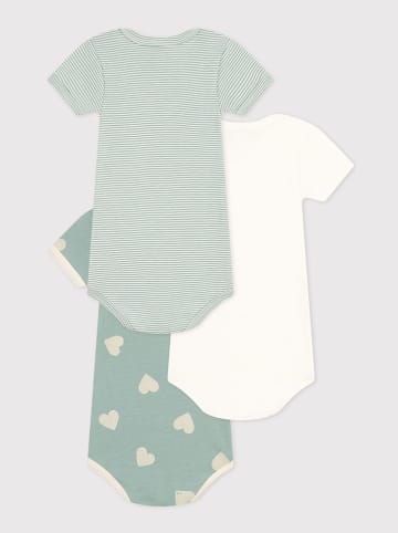 PETIT BATEAU 3er-Set: Bodys in Hellgrün/ Weiß