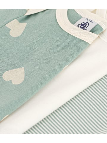 PETIT BATEAU 3er-Set: Bodys in Hellgrün/ Weiß
