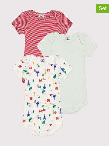 PETIT BATEAU 3er-Set: Bodys in Rot/ Weiß/ Hellblau