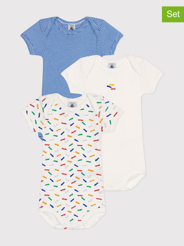 PETIT BATEAU 3er-Set: Bodys in Blau/ Weiß