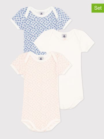 PETIT BATEAU 3er-Set: Bodys in Blau/ Rosa/ Weiß