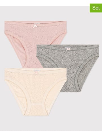 PETIT BATEAU 3er-Set: Slips in Beige/ Grau/ Rosa