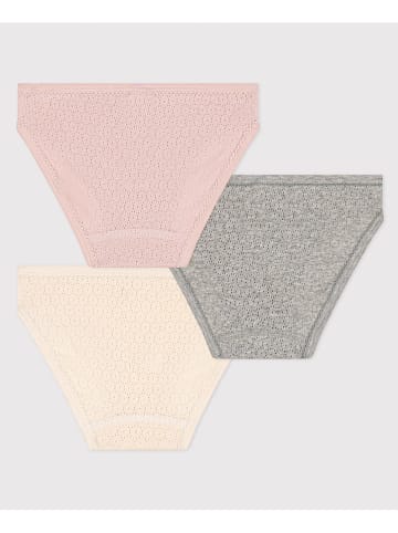 PETIT BATEAU 3-delige set: slips beige/grijs/lichtroze