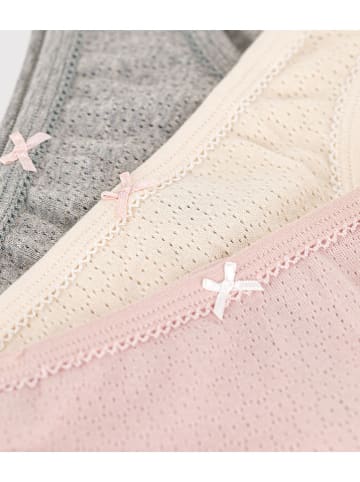 PETIT BATEAU 3er-Set: Slips in Beige/ Grau/ Rosa