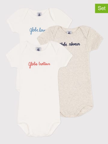 PETIT BATEAU 3-delige set: rompers wit/beige