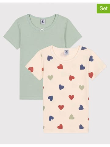PETIT BATEAU 2er-Set: Shirts in Beige/ Hellgrün