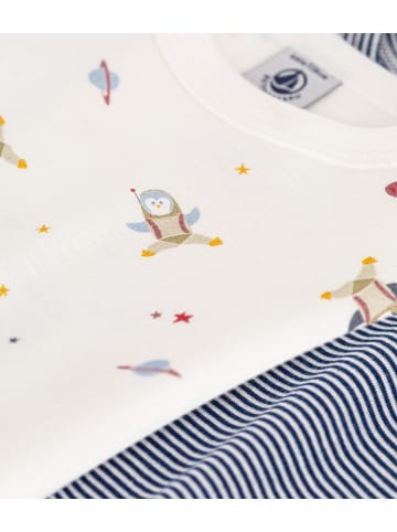 PETIT BATEAU 2er-Set: Shirts in Weiß/ Dunkelblau