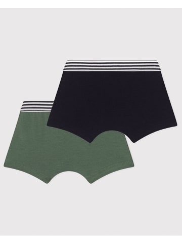 PETIT BATEAU 2er-Set: Boxershorts in Grün/ Schwarz