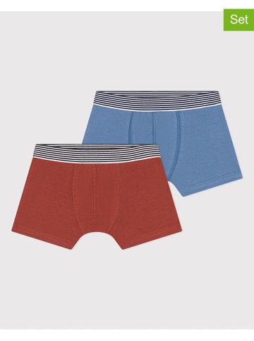 PETIT BATEAU 2er-Set: Boxershorts in Blau/ Rot