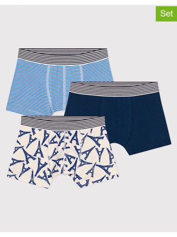 PETIT BATEAU 3er-Set: Boxershorts in Hellblau/ Weiß/ Dunkelblau
