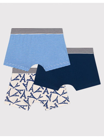 PETIT BATEAU 3-delige set: boxershorts lichtblauw/wit/donkerblauw