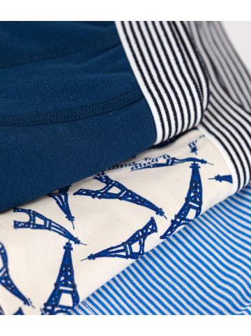 PETIT BATEAU 3er-Set: Boxershorts in Hellblau/ Weiß/ Dunkelblau