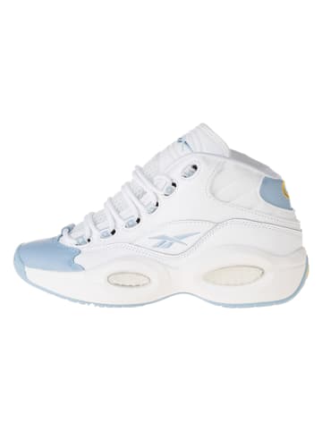 Reebok Leder-Sneakers "Question Mid" in Weiß/ Hellblau