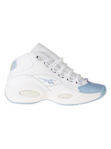 Reebok Leder-Sneakers "Question Mid" in Weiß/ Hellblau
