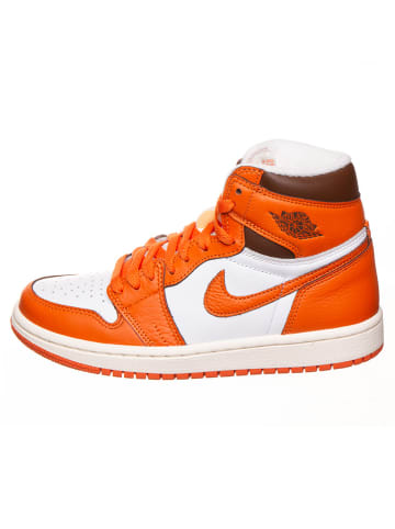Air Jordan Skórzane sneakersy "1 Retro High" w kolorze biało-pomarańczowym