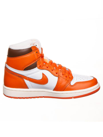 Air Jordan Skórzane sneakersy "1 Retro High" w kolorze biało-pomarańczowym