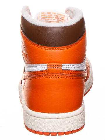 Air Jordan Leder-Sneaker ''1 Retro High'' in Weiß/ Orange