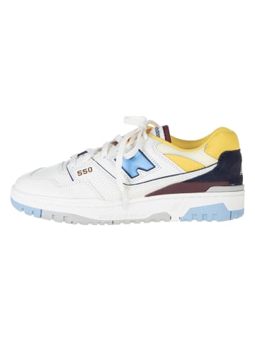 New Balance Leder-Sneakers "BB550NCF" in Weiß/ Blau/ Gelb