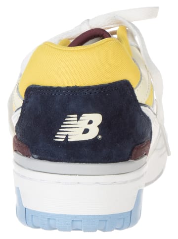 New Balance Leder-Sneakers "BB550NCF" in Weiß/ Blau/ Gelb
