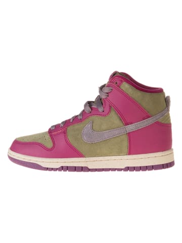 Nike Leder-Sneakers "Dunk High" in Pink/ Khaki