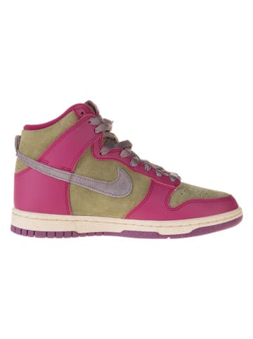 Nike Leder-Sneakers "Dunk High" in Pink/ Khaki