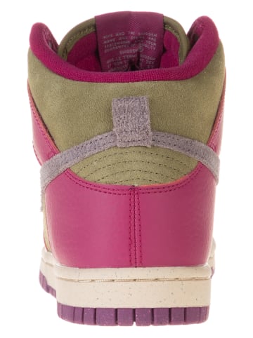 Nike Skórzane sneakersy "Dunk High" w kolorze różowo-oliwkowym