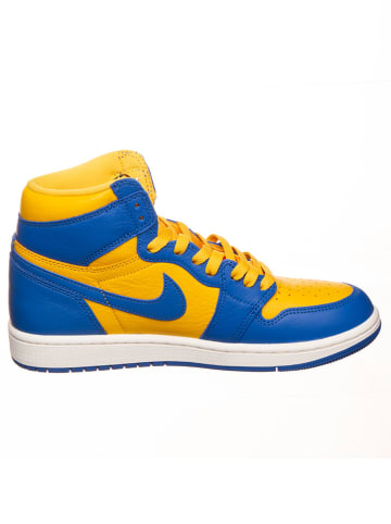 Air Jordan Skórzane sneakersy "1 Retro High" w kolorze żółto-niebieskim