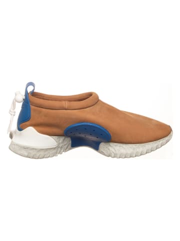 Nike Skórzane slippersy "Nike X Undercover Moc Flow" w kolorze brązowo-niebieskim