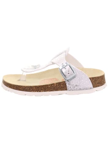 superfit Leren teenslippers zilverkleurig