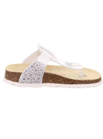 superfit Leren teenslippers zilverkleurig