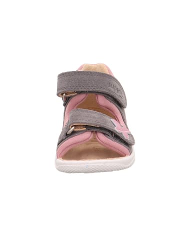superfit Leder-Sandalen in Grau/ Rosa