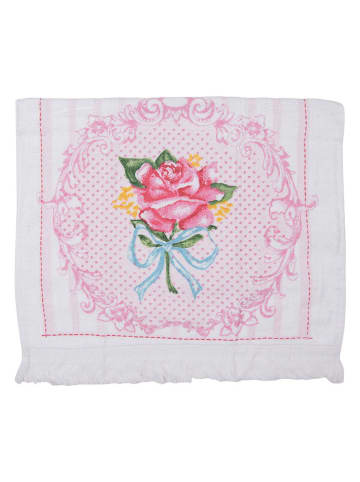 Clayre & Eef 2-delige set: gastendoeken lichtroze/wit - (L)66 x (B)40 cm
