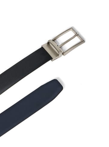 Polo Club Leder-Gürtel in Schwarz/ Dunkelblau