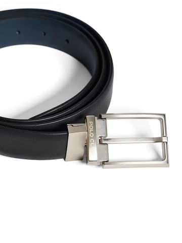 Polo Club Leder-Gürtel in Schwarz/ Dunkelblau