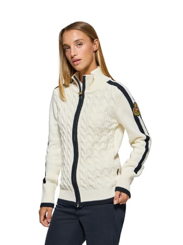 Polo Club Cardigan in Creme/ Dunkelblau