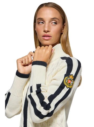 Polo Club Cardigan in Creme/ Dunkelblau