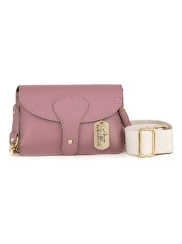 Anna Morellini Leder-Umhängetasche "Giusy" in Altrosa - (B)19 x (H)13 x (T)3 cm