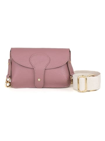 Anna Morellini Leder-Umhängetasche "Giusy" in Altrosa - (B)19 x (H)13 x (T)3 cm