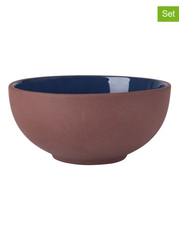 Maxwell & Williams 6-delige set: kommen "Sienna" lichtbruin/blauw - Ø 12 cm