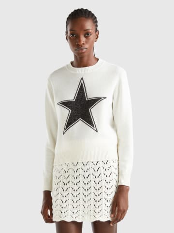 Benetton Pullover in Weiß/ Schwarz