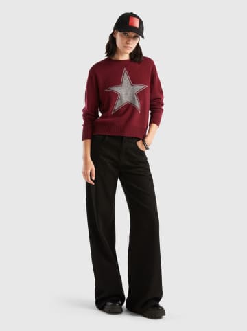 Benetton Trui bordeaux/grijs