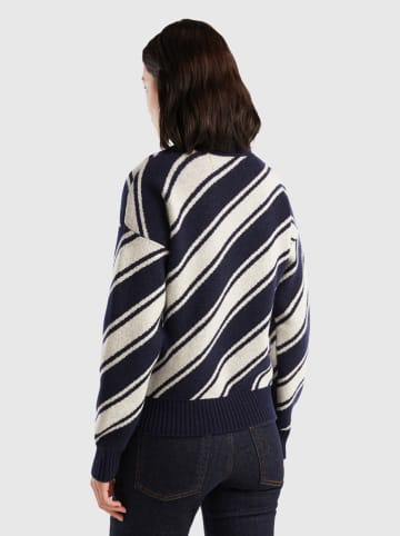 Benetton Wollen trui donkerblauw/wit
