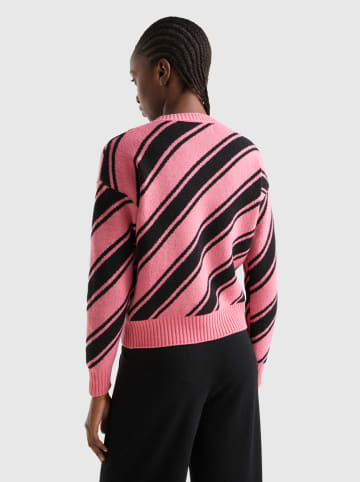 Benetton Wollen trui roze/zwart