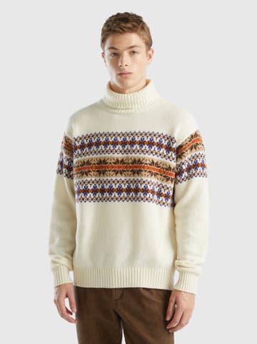 Benetton Wollen trui crème/meerkleurig