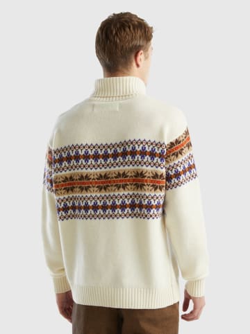 Benetton Wollen trui crème/meerkleurig