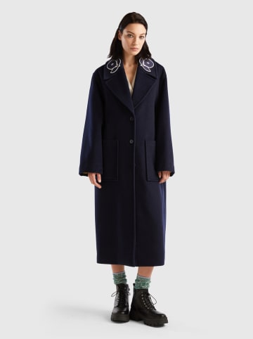 Benetton Wollen wintermantel donkerblauw